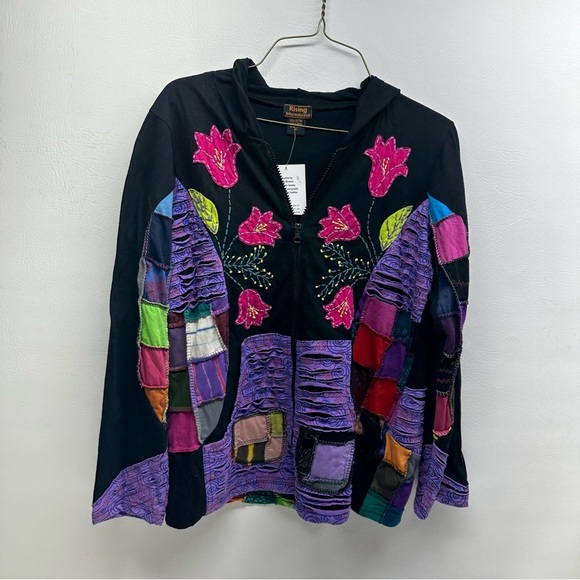 Rising international Colorful Patchwork Women's full zipper jacket size M nwt - Picture 1 of 10